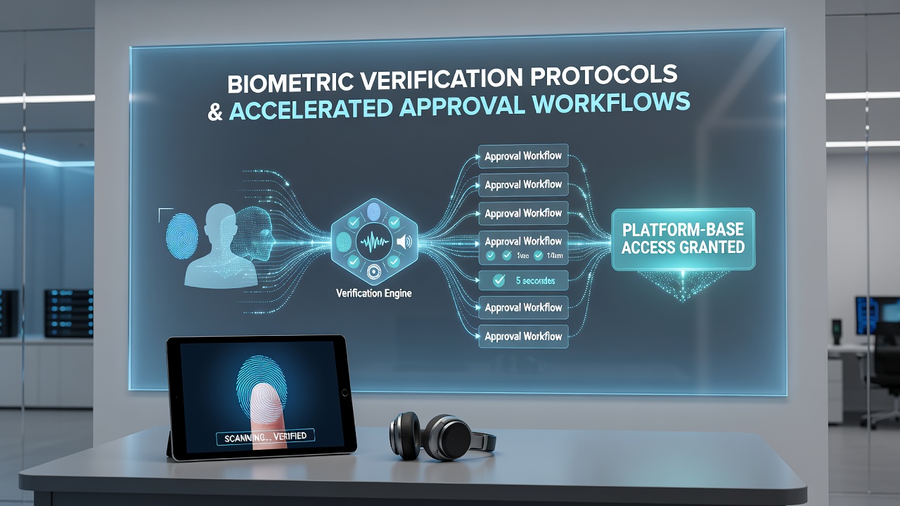 Dashboard showing accelerated renewal approvals with biometric status indicators