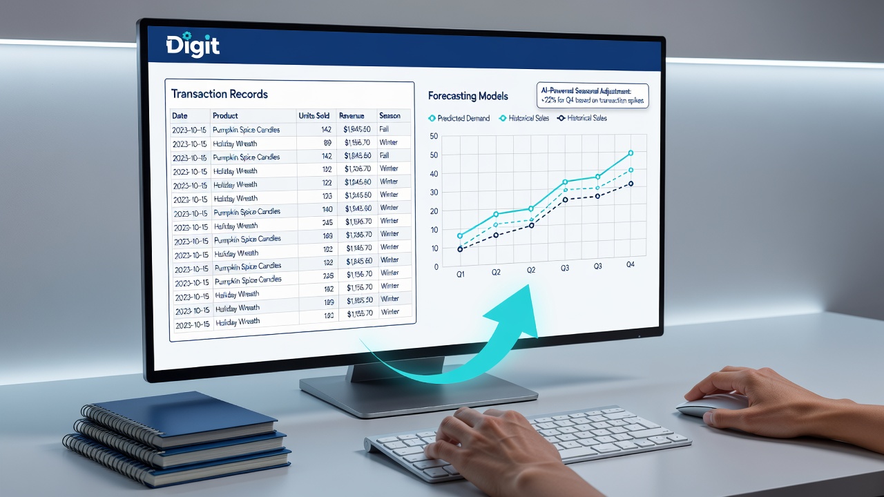 Seasonal vendor analyzing connected transaction graphs and demand forecast outputs