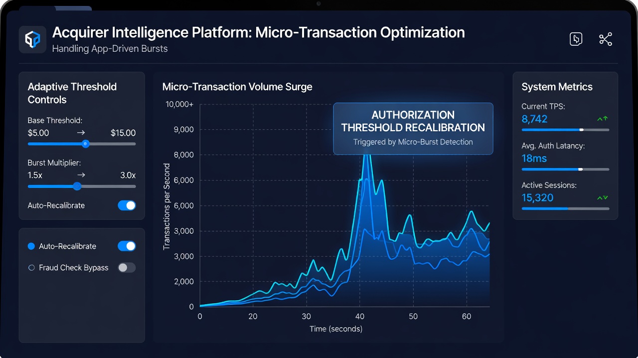 Dynamic risk scoring dashboards used by acquirers for micro-transaction management