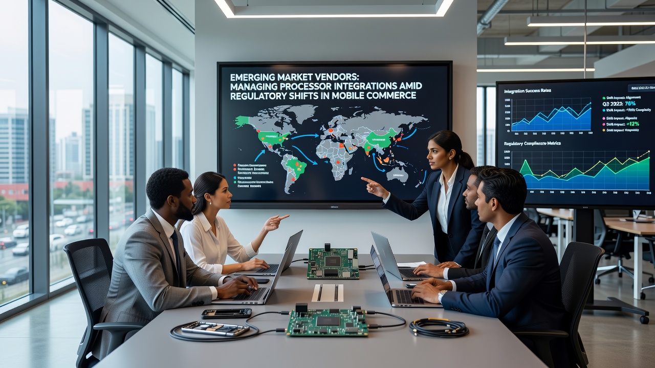 Mobile commerce vendors in emerging markets coordinating processor integrations with regulatory compliance teams