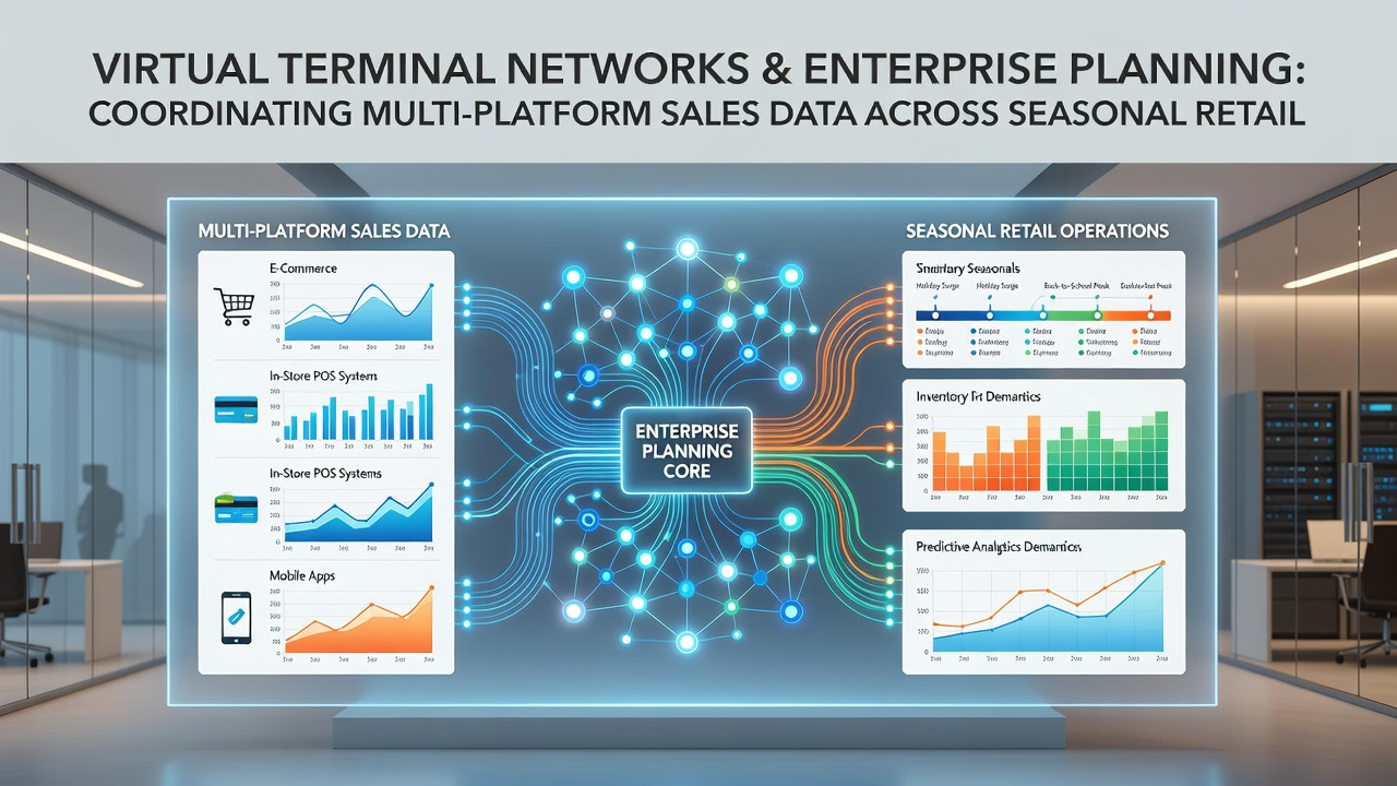 Virtual terminal networks syncing sales data with enterprise planning systems in retail environments