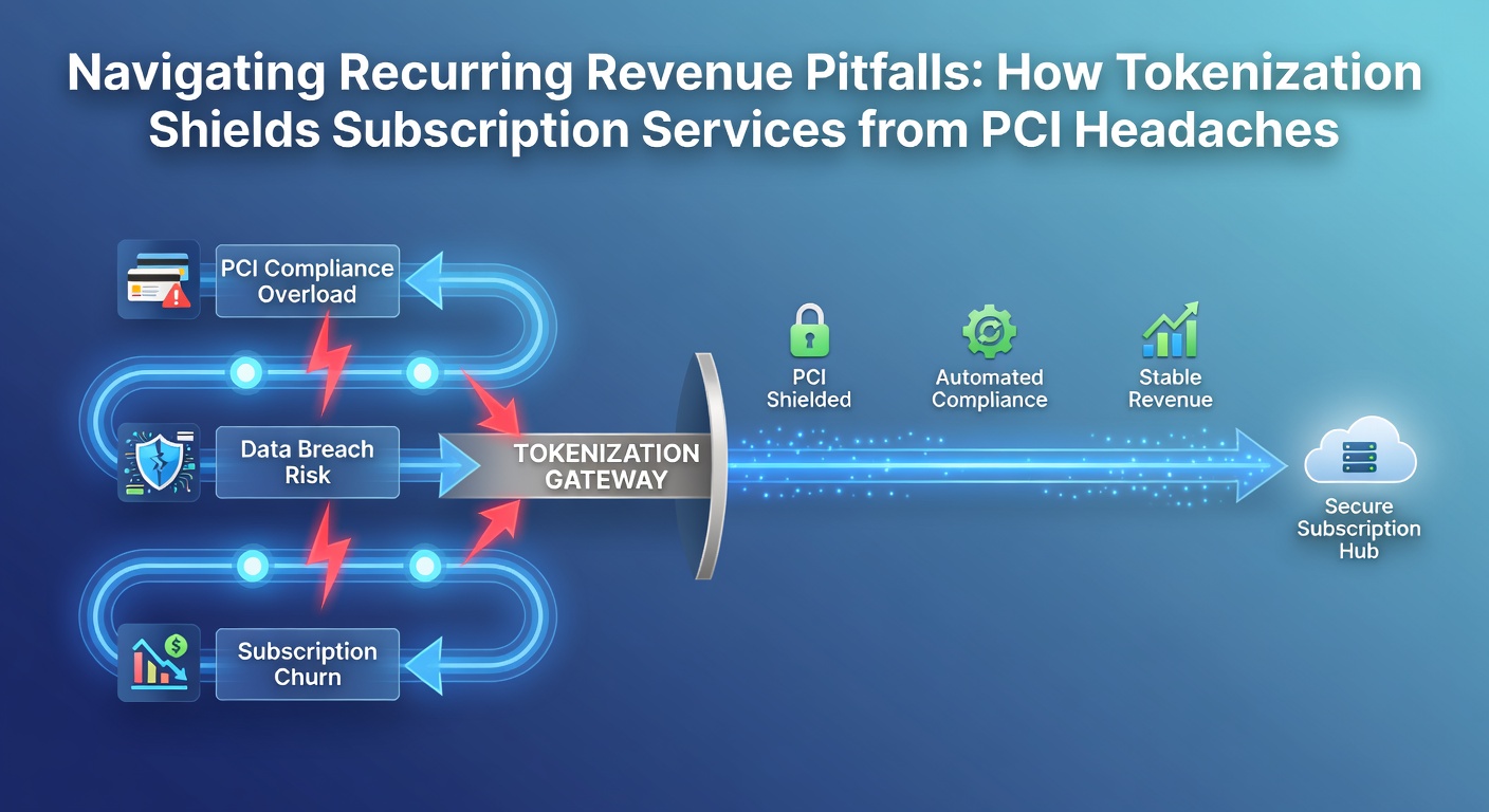 Digital vault illustration showing payment tokens protecting sensitive card data for subscription services