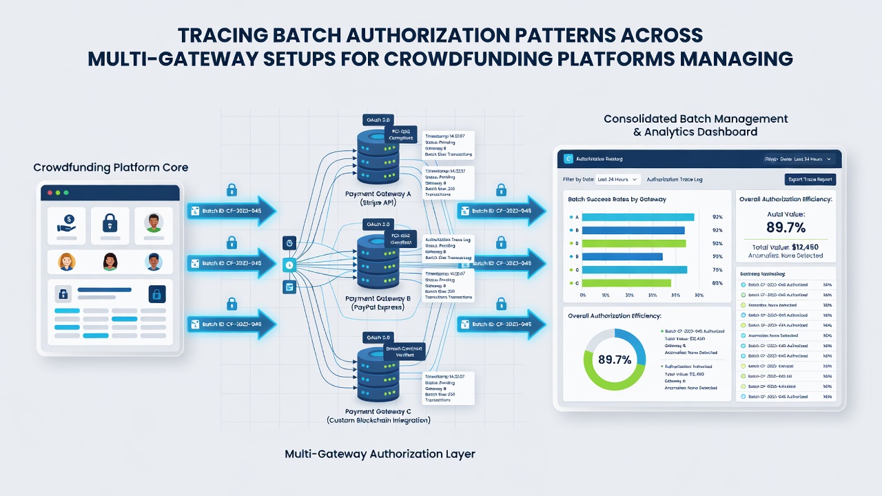 Flowchart illustrating staged fund release sequences and batch tracing across gateways