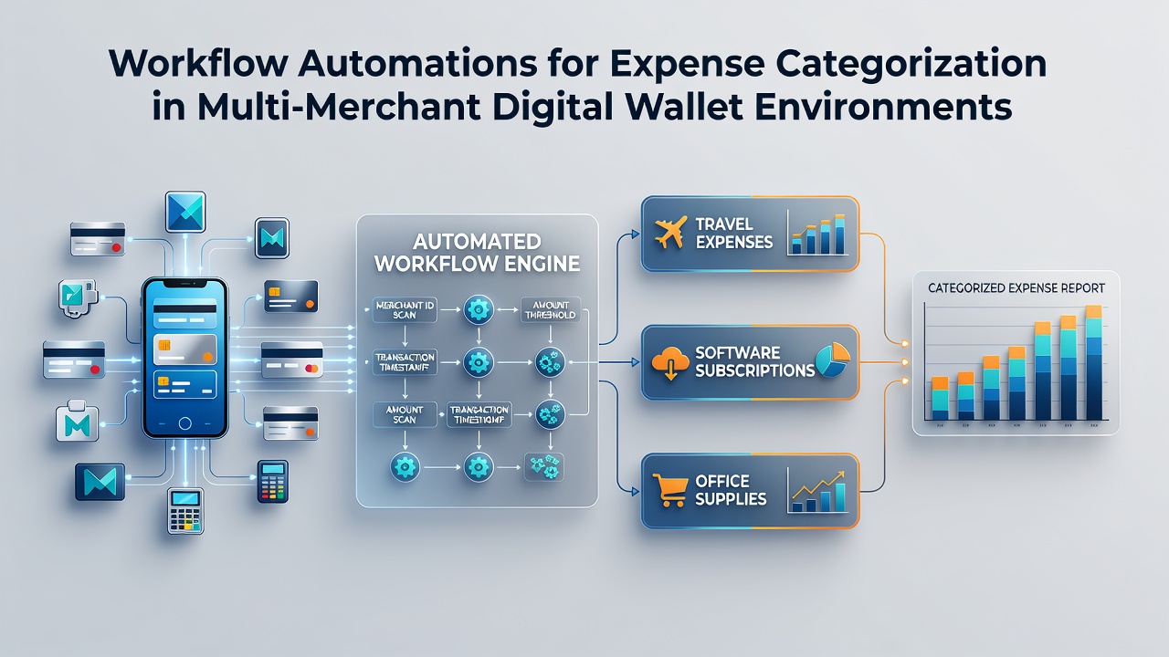 Diagram showing automated workflow for expense categorization in digital wallets